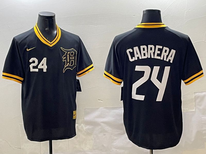 Men Detroit Tigers #24 Cabrera Black Gold Game 2025 Nike MLB Jersey style 5
